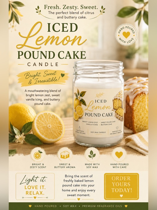 Other - 🍋Iced Lemon Pound Cake🍋🕯️
